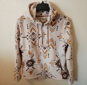 Avalanche Cream Fleece Half-Zip Sweater with Brown & Gold Aztec Print